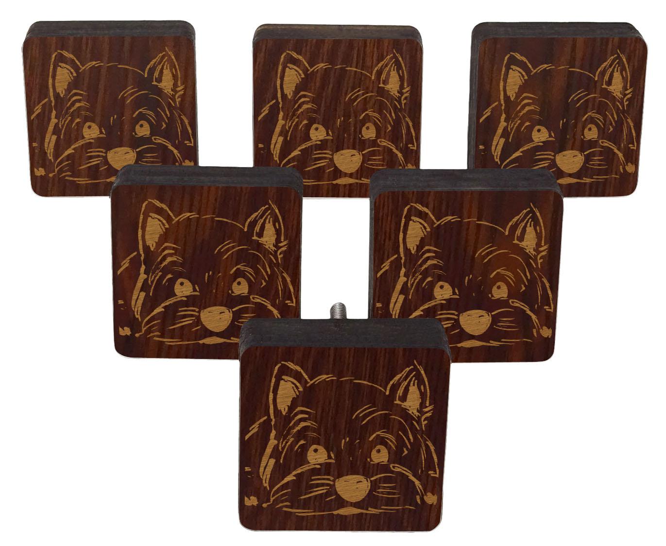 

IBA Indianbeautifulart Brown Engraved Knobs Furniture Knobs Cabinet Drawer Pull Pack 2 x 2 Inches-Square коричневий