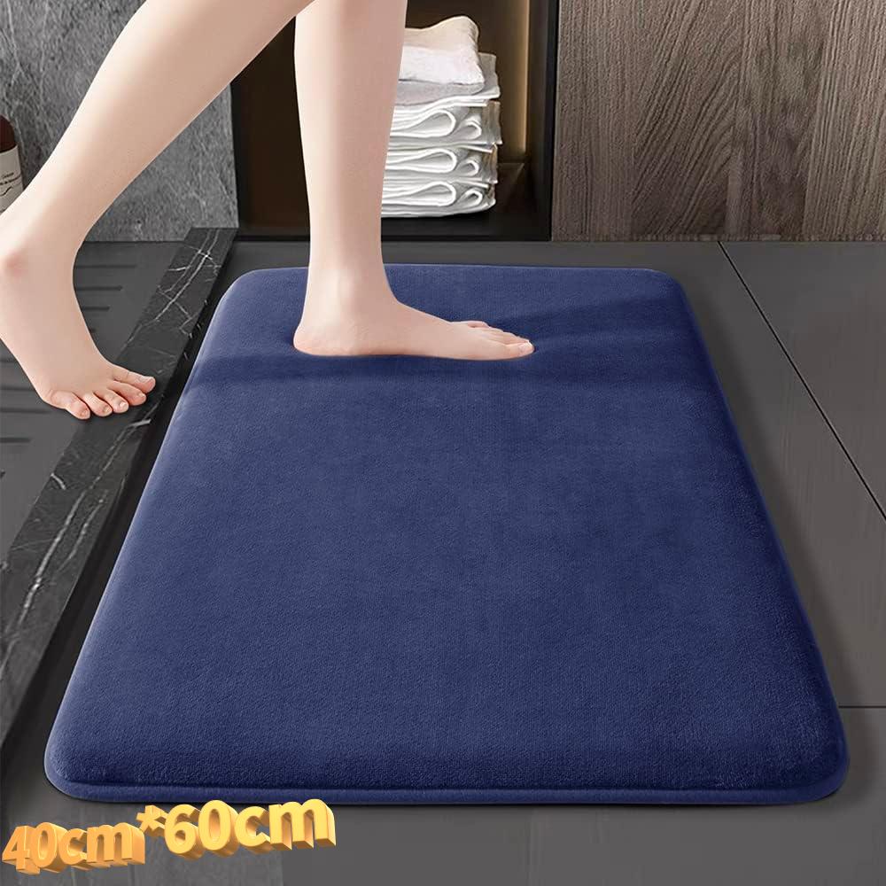 

Утолщенный простой фланелевой коврик для ванной комнаты, нескользящие ковры в умывальнике, боковой напольный коврик для ванны, коврик для ванной комнаты, коврик с эффектом памяти, 3D коврик 40cm*60cm темно-синий