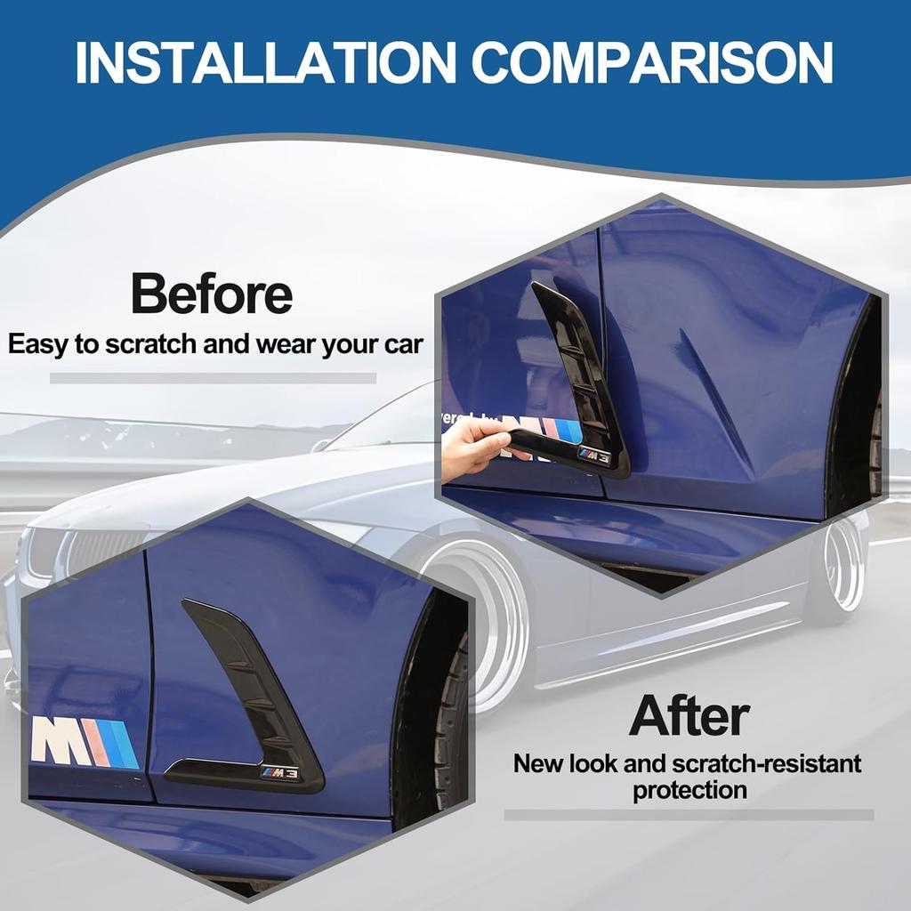 Front Fender Side Air Flow Fender Vent Cover Trim Compatible with BMW 3 Series G20 2020 2021,Side Wing Air Vent Hood Intake Fender Cover Trim