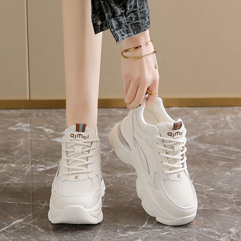 Inner Heightening Dad Shoes Women's Small Man 2025 Autumn Mesh Breathable Little White Shoes Platform Casual Shoes Sports Shoes