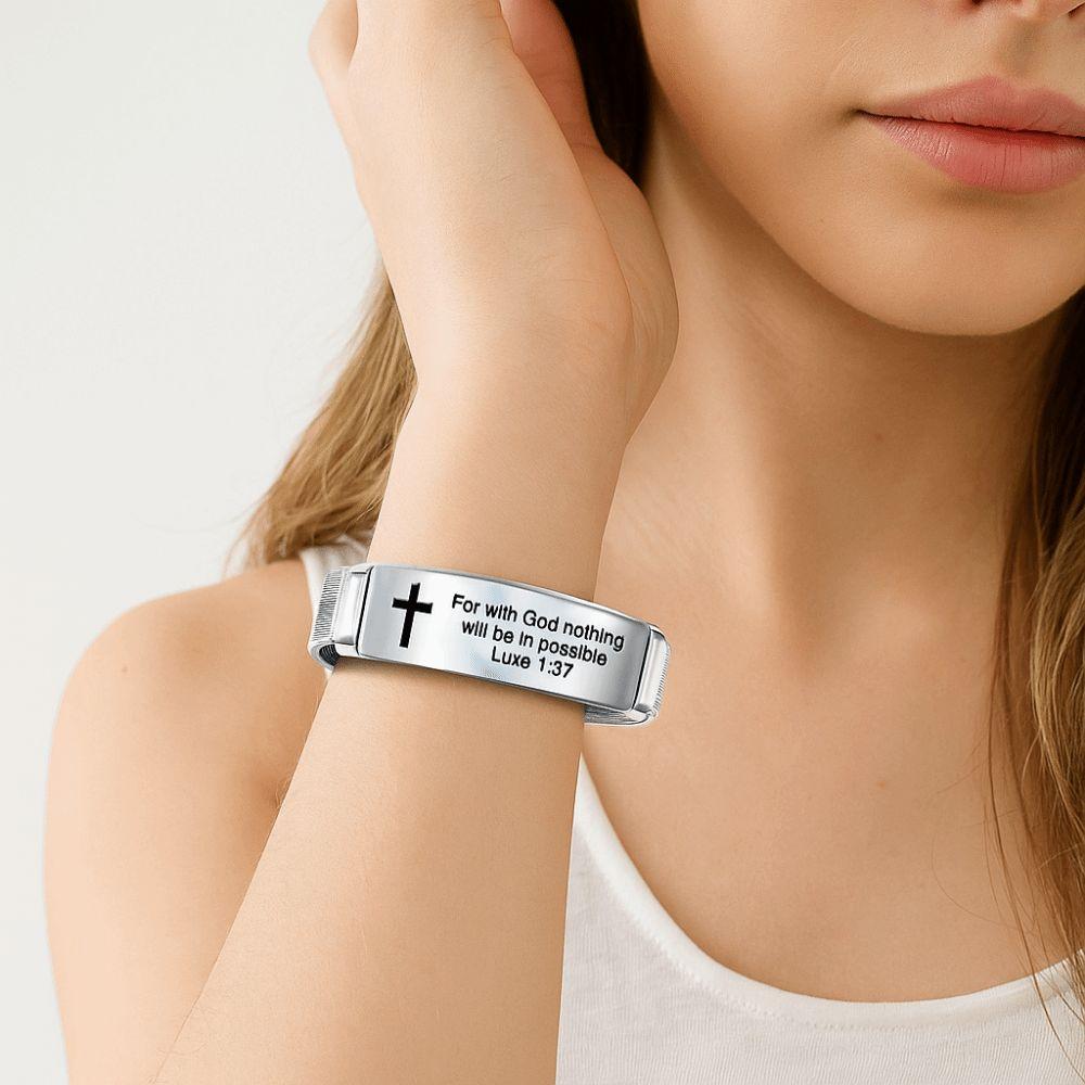 Adjustable Inspirational Quotes Braclets Stainless Steel/PVC Bible Verse Bracelet  Faith Gifts