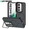 KEYSION Matte Skin Feel Lens Stand Phone Case for Magsafe for Xiaomi POCO M8s 5G Magnetic Shockproof Cover for POCO M8S 5G