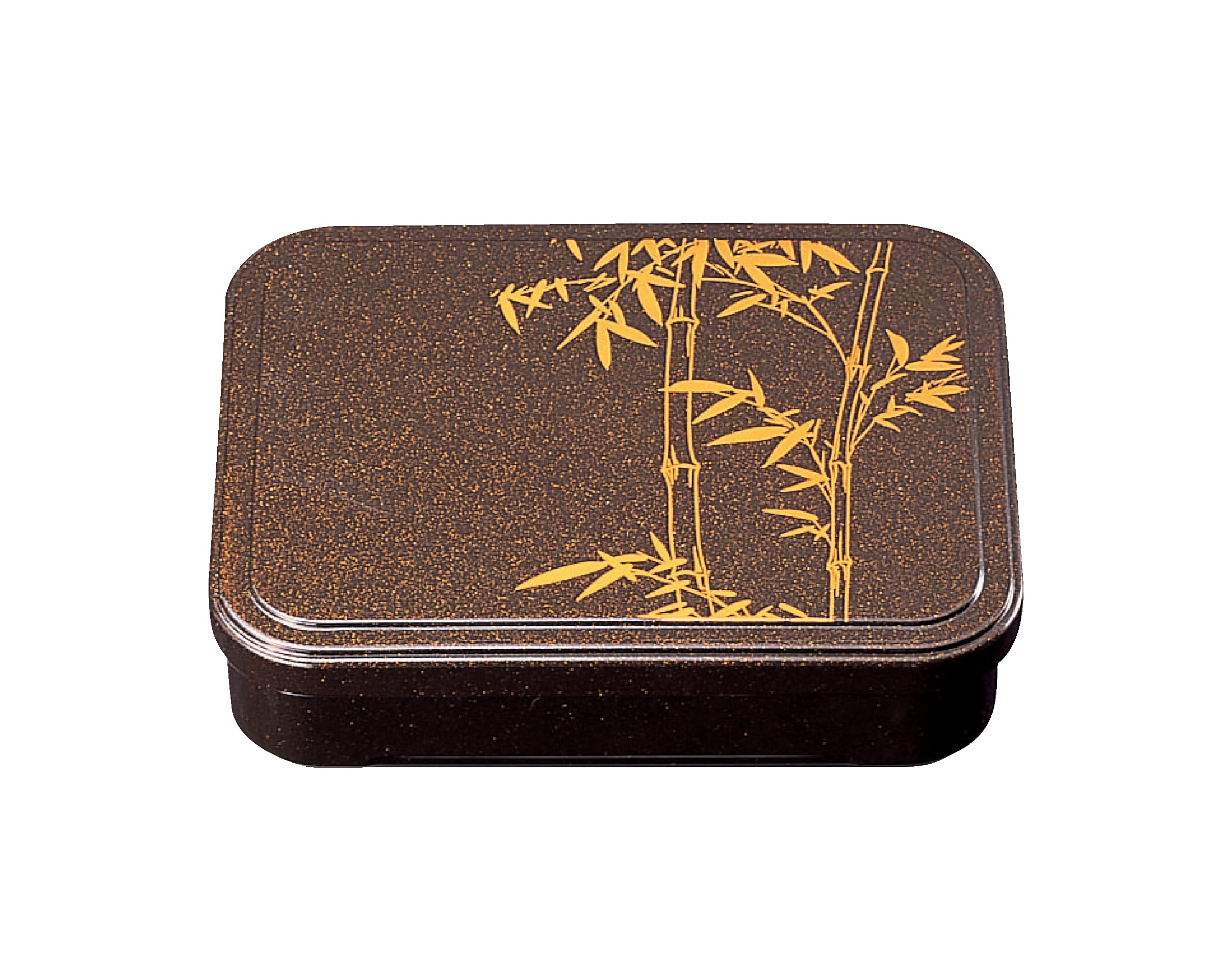 Wakaizumi Lacquerware ATA Long Bento Box with Rounded Pearl Bamboo Vermilion 8-inch Corners, (with Divider) F-2-13