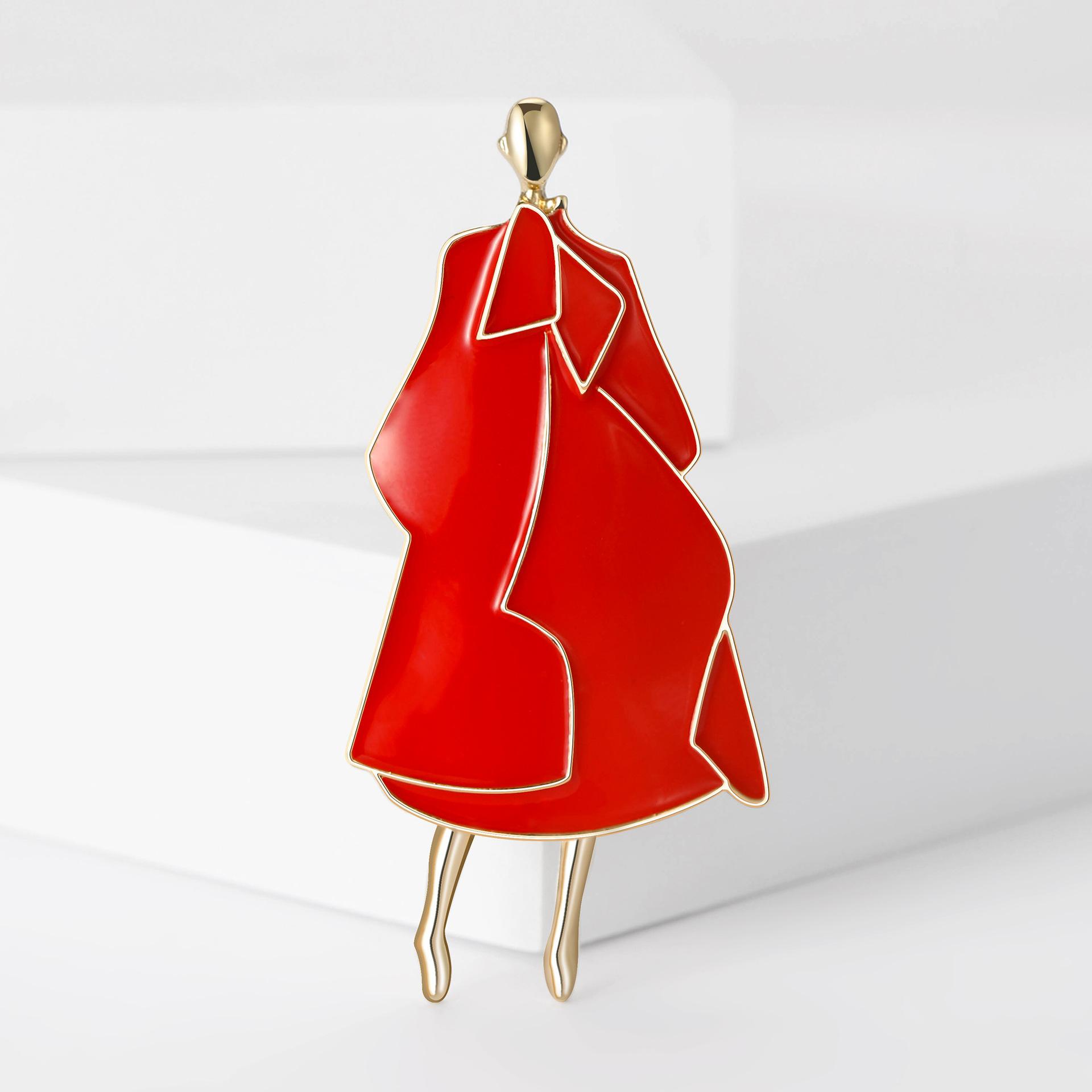 

Модная эмалевая модельная брошь для девочки, персонализированный и креативный аксессуар в виде цветка на груди красный