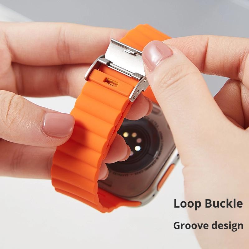 Luxury Loop Wave Buckle Bamboo Joint Silicone for Samsung Watch Strap 22mm Push Button Watch Band for Apple Watch