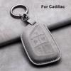 Leather Car Key Case Cover For Cadillac Ats Ct6 Cts Dts Xt5 Escalade Esv Srx Sts Xts Key Fob Bag Keychain Keyring Accessories