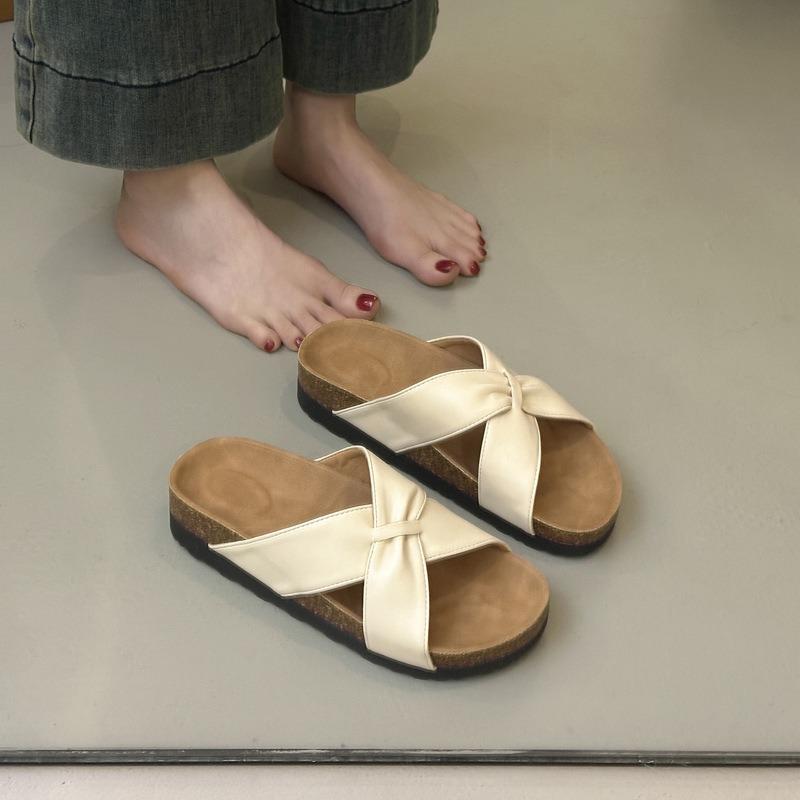Beautiful thick-bottomed cool slippers for women's summer wear, new high-end Boken one-word slippers