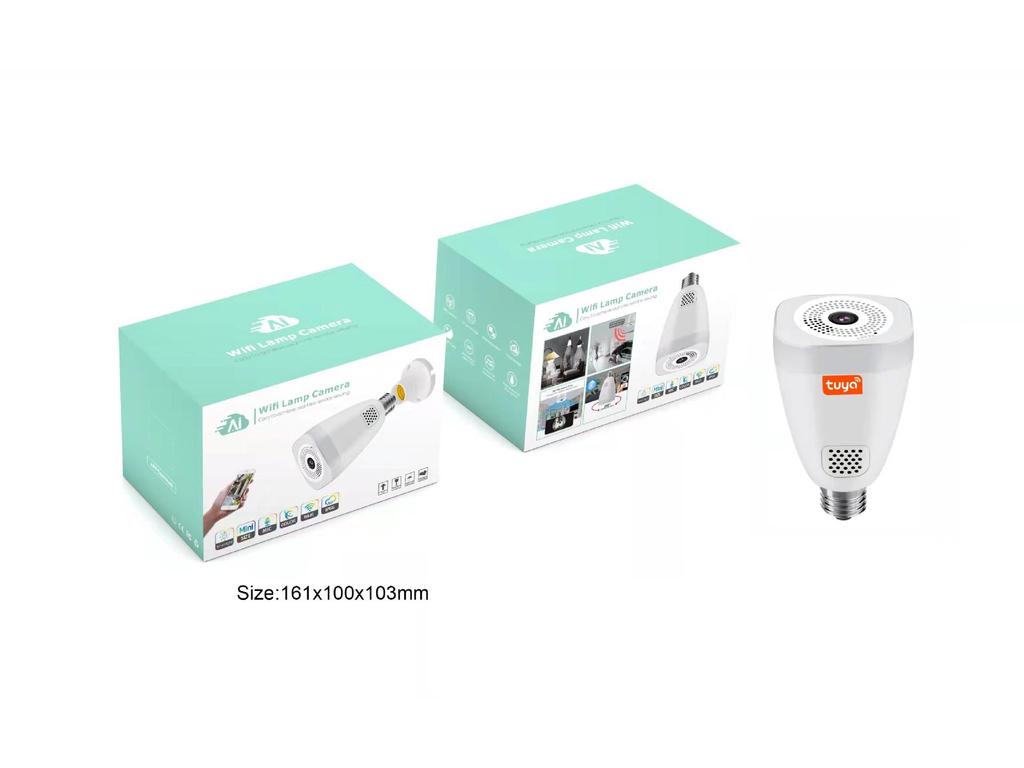 Tuya Smart 360° VR Panoramic Camera with E27 Lamp Holder - Dual Light Source Wireless Home Camera