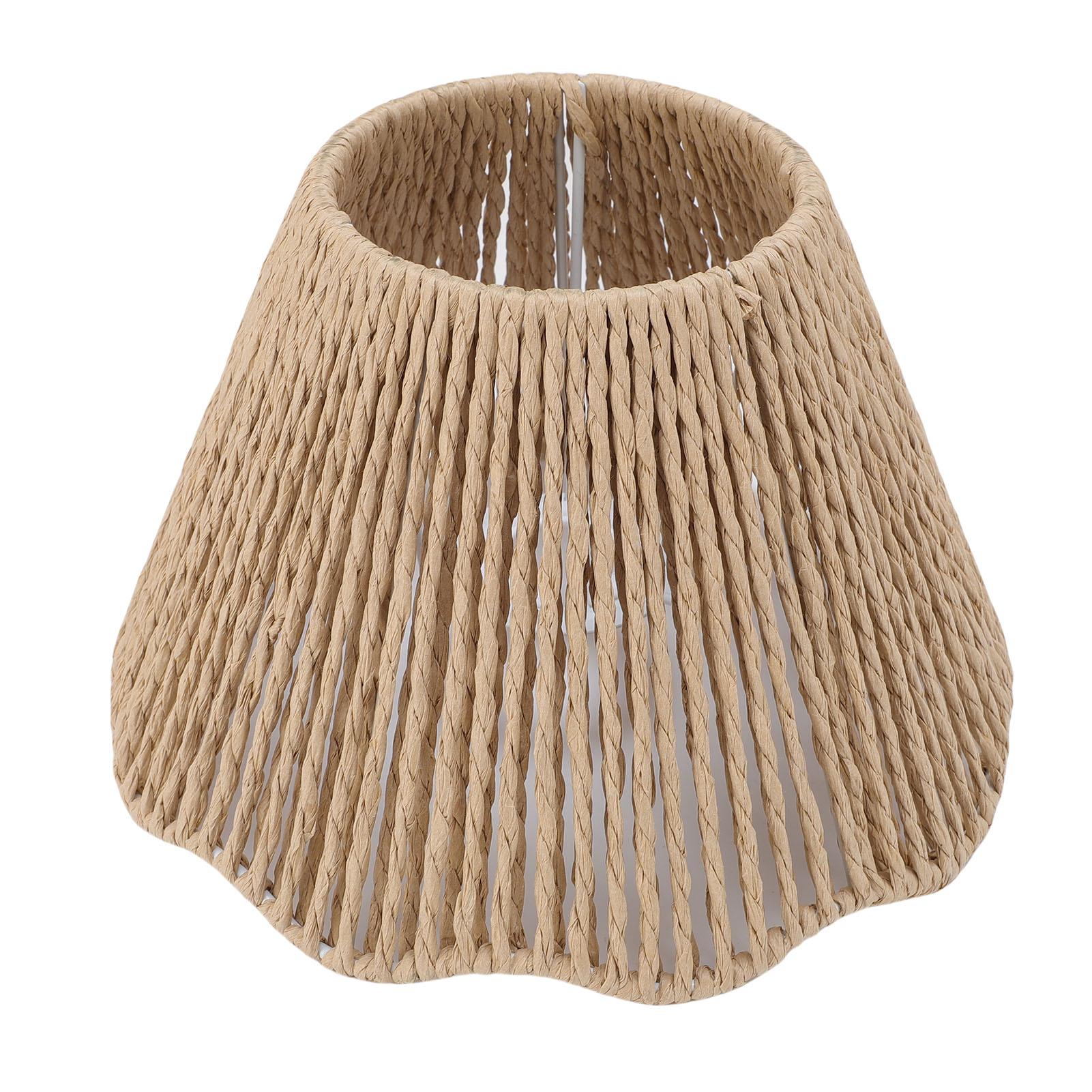 

Rope Woven Desk Lampshade E27 E14 Decorative Waving Hem Lamp Shade for Kitchen Bedroom Cafe