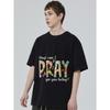 Black T Shirt with How Can I Pray for You Today Floral Text Design for Casual Wear and Religious Inspiration