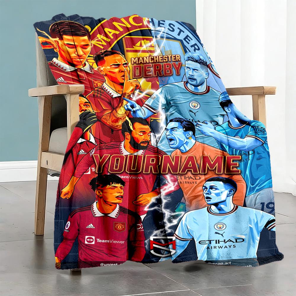 Manchester Personalized Name Blanket Cozy Personalized Blanket Soft & Cozy for Bedding Bed Office Chair Chair for All Occasions