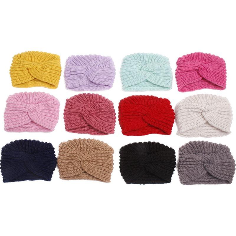 New knitted children's autumn and winter hats, candy-colored warm baby wool hats, baby and girl hats