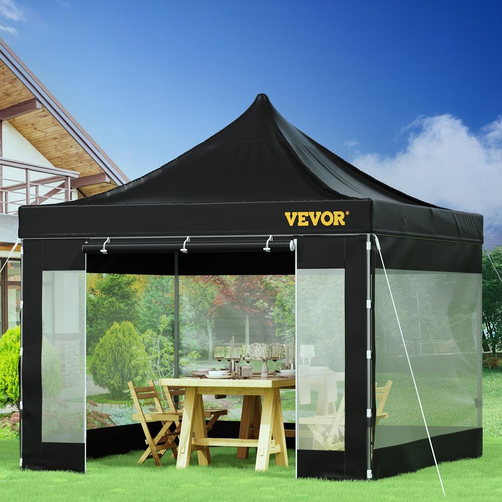 VEVOR 304.8 x 304.8 cm Pop Up Canopy Tent, Outdoor Patio Gazebo Tent with Removable Sidewalls and Wheeled Bag