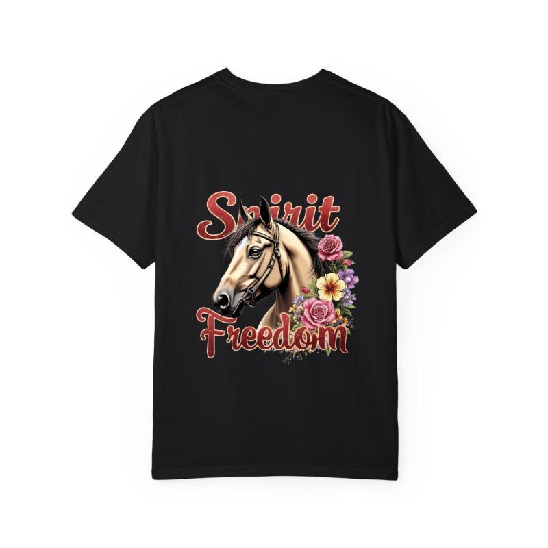 Spirit Freedom Horse Floral Print T Shirt White Casual Wear for Men and Women Outdoor Activities and Everyday Use