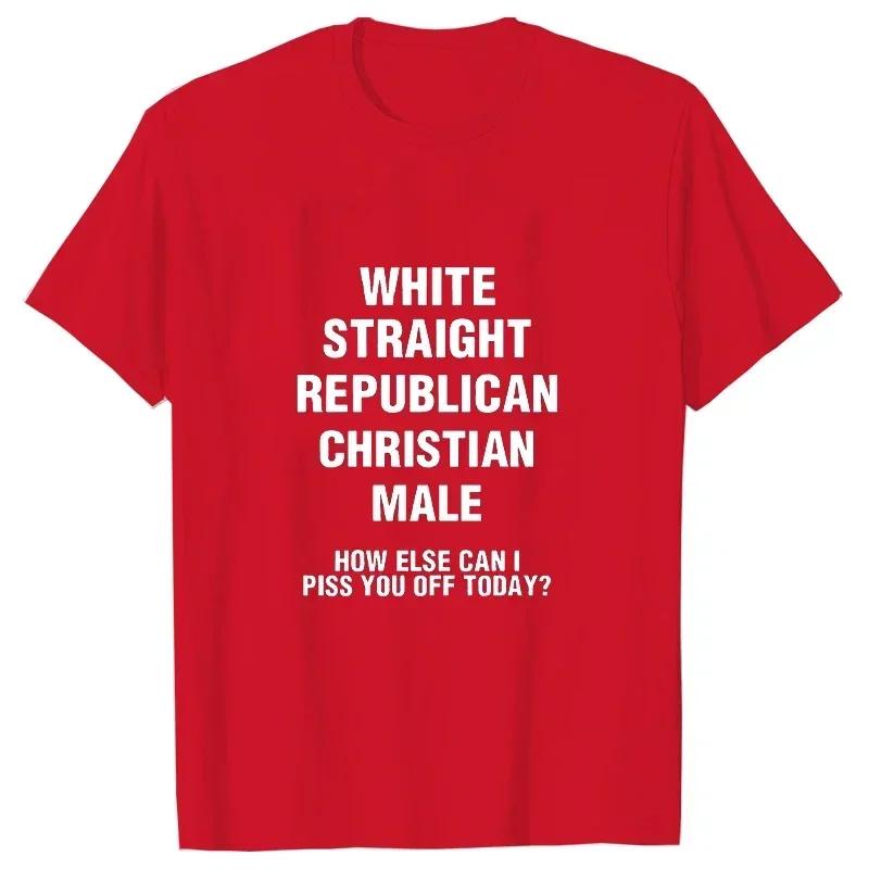 White Straight Republican Male Funny Christian TShirt Print Mens Tops  Tees Christian Tshirts Oversized Shirts Brand T Shirt S