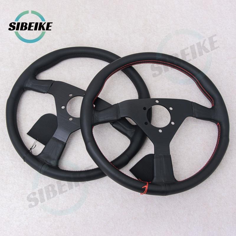 SIBEIKE Montecarlo Style Leather Steering Wheel 14inch JDM Modified Car Sports Racing Steering Wheel