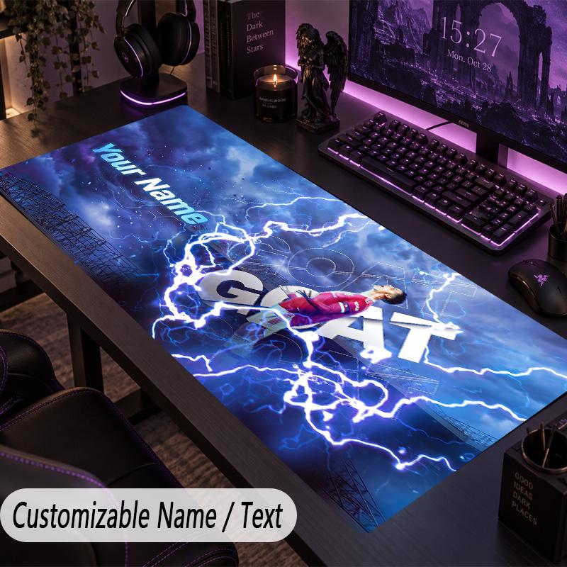 Large Mouse PadCristiano Ronaldo Custom Name Text Personalized Desk Mat Non Slip Gaming Pad