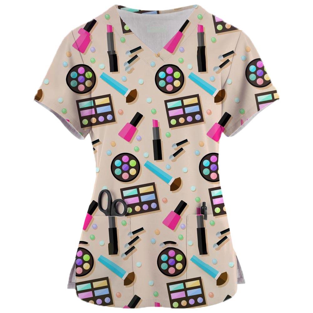 Φορέματα Σπα με Κινούμενα Σχέδια Μπλούζες Ομορφιάς και Υγείας Επαγγελματική Στολή Κομμωτηρίου Γυναικεία Μπλουζάκια