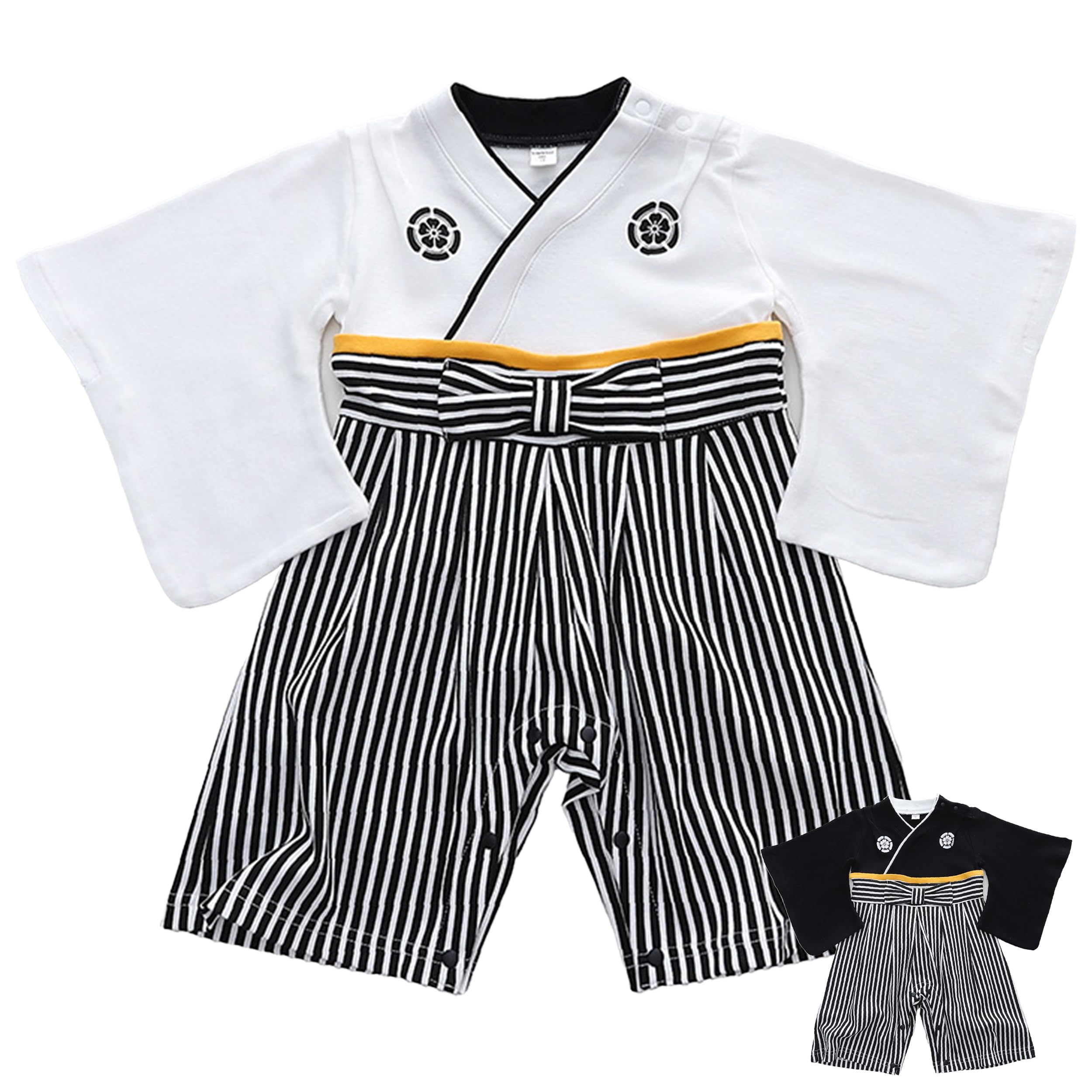 

Nemo Baby Hakama Japanese Kimono with Formal Perfect for Baby Baby Shower First Shrine and First Festivals Sizes and Boys Romper, 100% Cotton, белый