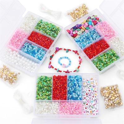 3500 stks/doos Rocailles Alfabet Parel Kralen Natuursteen Chips Lampwork Glas Paddestoel Kralen Kit voor DIY Ketting Armband Oorbel Sieraden maken