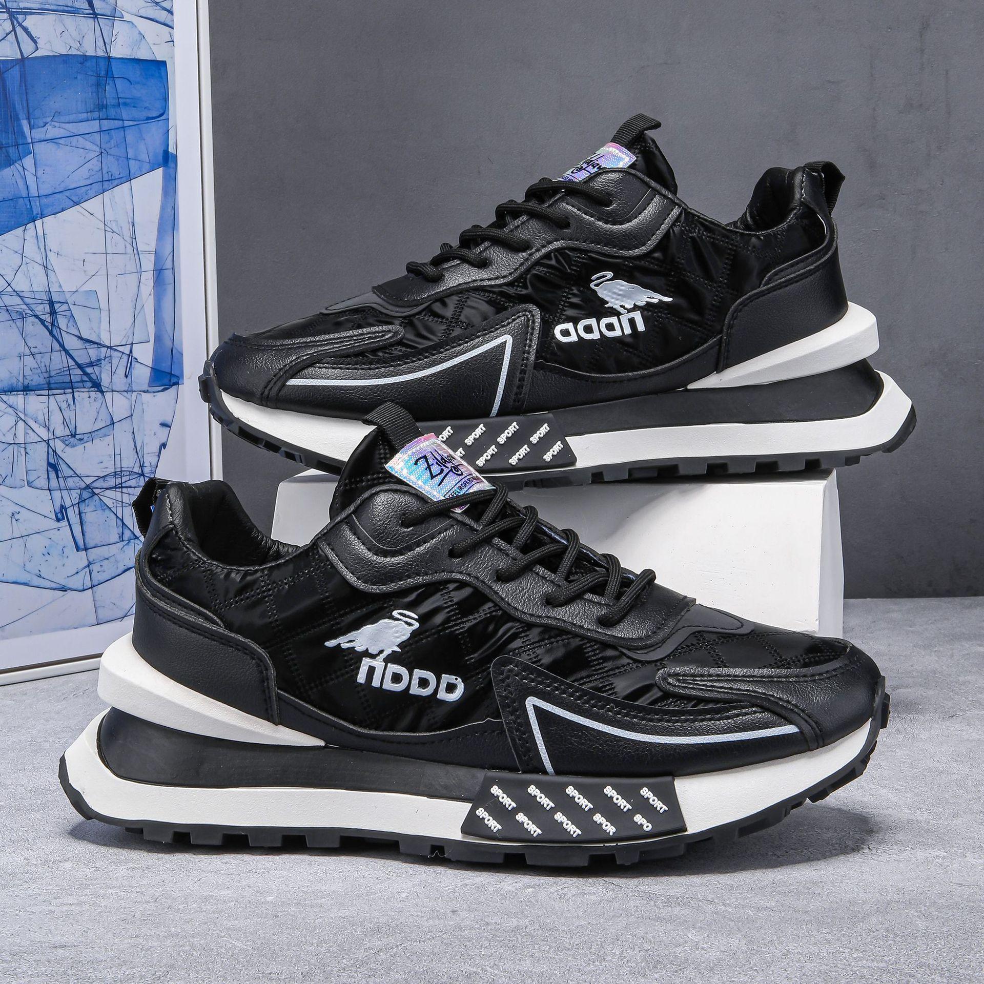 

Мужские кроссовки «папины» 2025 новая зима спортивные повседневные беговые универсальные увеличение роста водонепроницаемые толстая подошва износостойкие Forrest Gump мужские кроссовки 44 чёрный