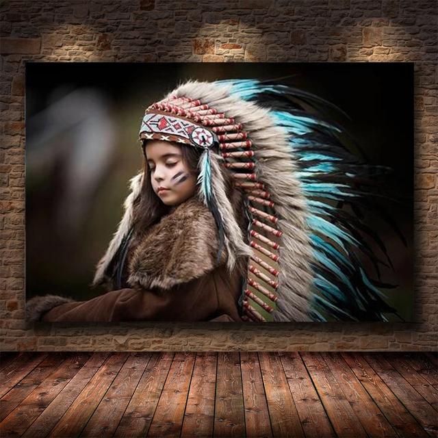 Canvas Painting Indian Aboriginal Woman Wall Art Canvas Posters and Prints Print Pictures for Home Living Room Decoration