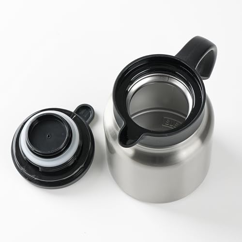 Pearl Metal Insulated Tabletop Pot, 1000ml/1.0L, Stainless Steel, Double-Layered Vacuum Wall, Silver, Elenot HC-247
