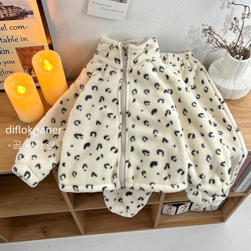 Winter Plush Warms Kids Pajama Sets Cartoon Thicken Kids Pajamas Set Girls Boys Home Wear Suit Toddler Girl Pajamas Set