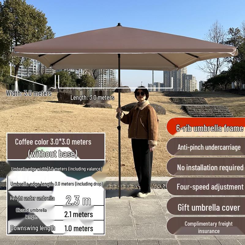 

Велика Квадратна Вулична Парасолька для Патіо - Товстий, Міцний Сонцезахист для Вуличних Торгових Точок та Комерційного Використання