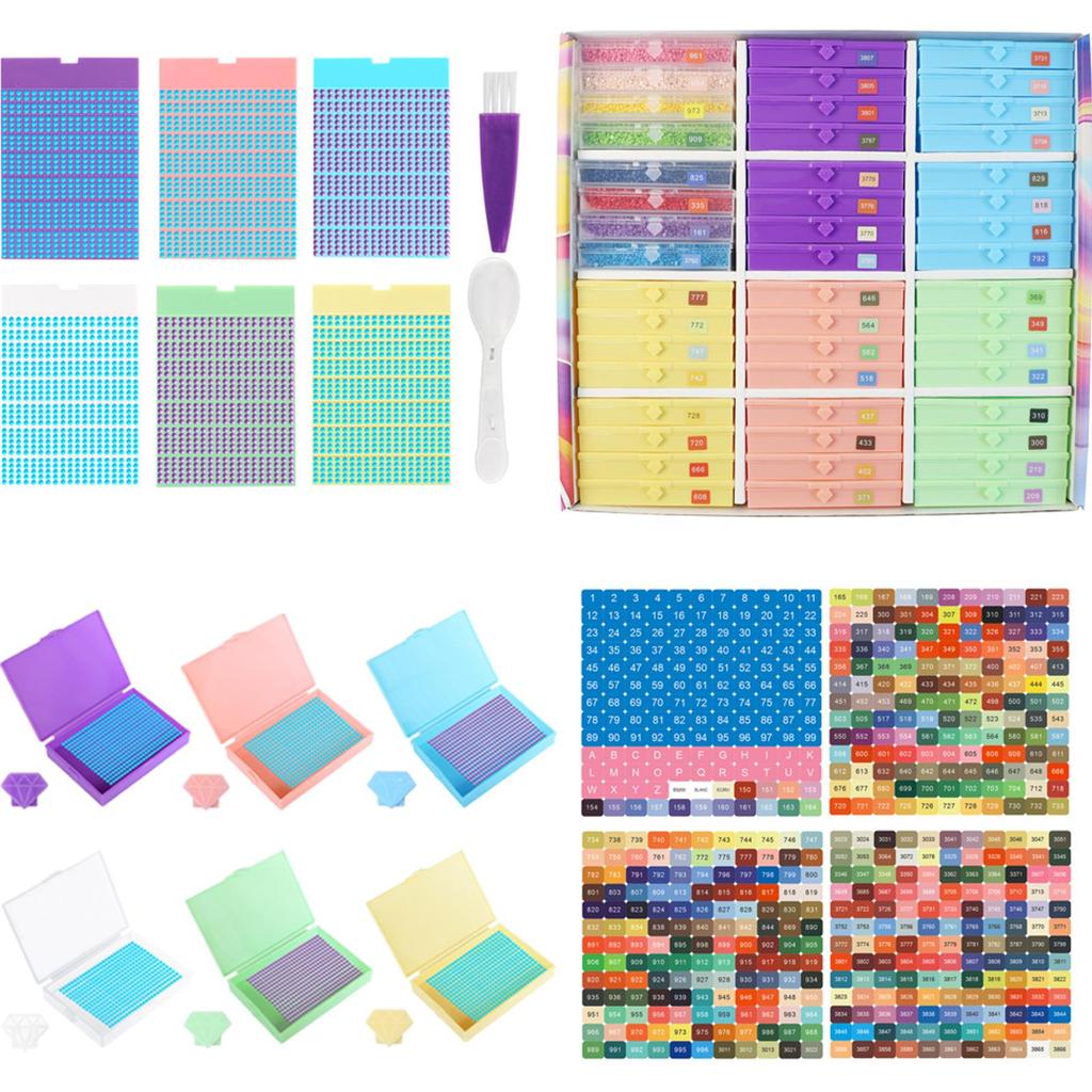 Diamond Art Trays Kits with Spoon & Brush 5D Diamond Painting Art Drawer Box Tray Kit Diamond Painting Storage Containers Trays