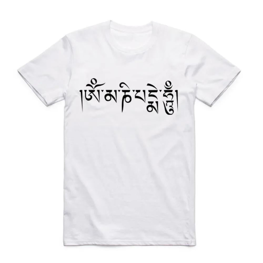 2026 Summer Print JN BUDDHISM OM MANI PADME HUM T Shirt Short Sleeves O Neck Tibetan Buddhism Thangka Six Words Ring T-shirt