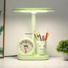 Children's Study Desk Lamp with Eye Protection, Clock, Pen Holder, and Large Light Source