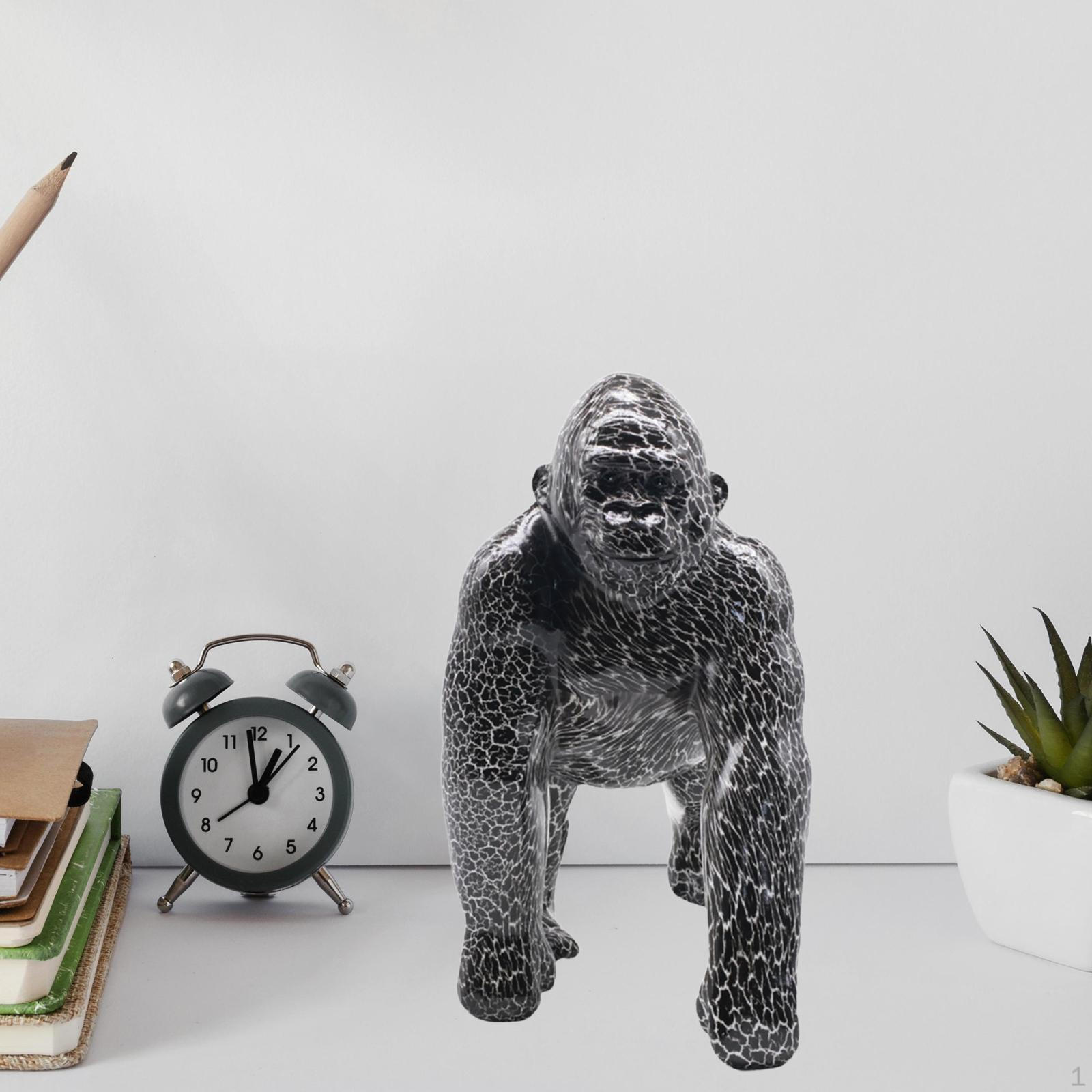

Statue Orangutan Figurine Decorative Statues Animal Sculpture Desktop Ornament for Desk Fireplace чорний