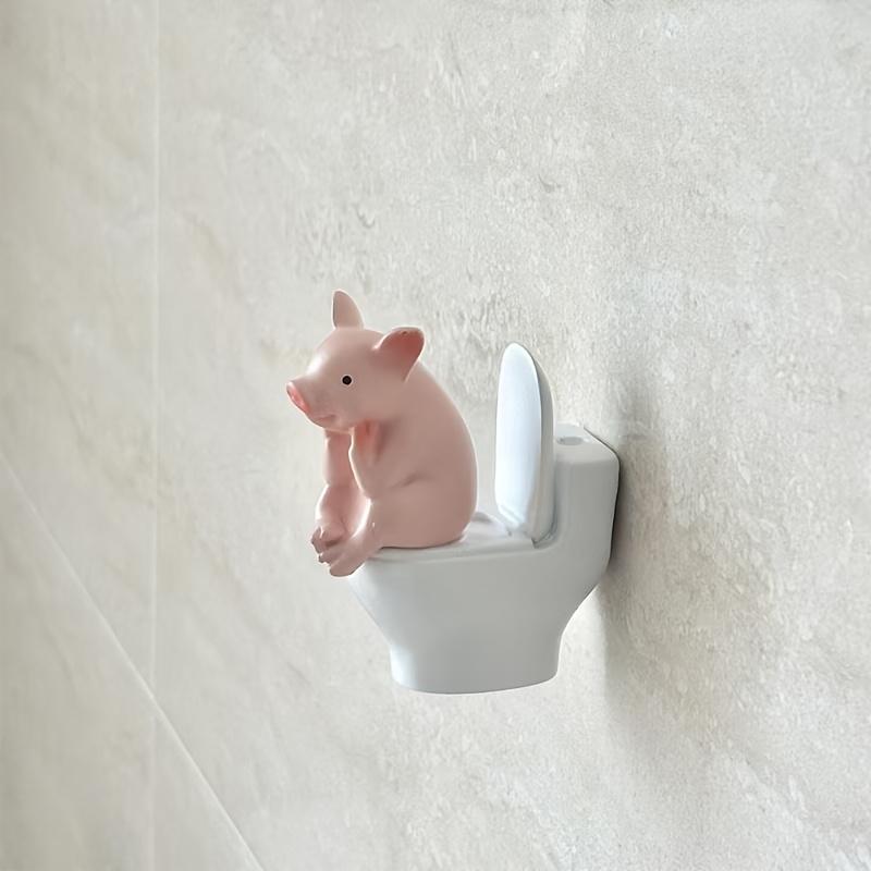 Adorable Pink Pig on Toilet Figurine - Whimsical PVC Decor for Home, Office, & Car | Ideal Gift for Friends | Versatile Indoor