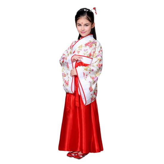 National Costume Tang Dynasty Hanfu for Girls Three-Piece Outfit Top Skirt Belt Traditional Chinese Style Childrens Clothing for New Year Travel