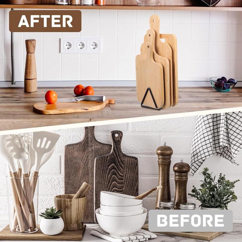4-Slot Metal Cutting Board Stand Kitchen Storage Rack Divided Organizer For Cutting Boards Kitchen For Cutting Boards For Easy