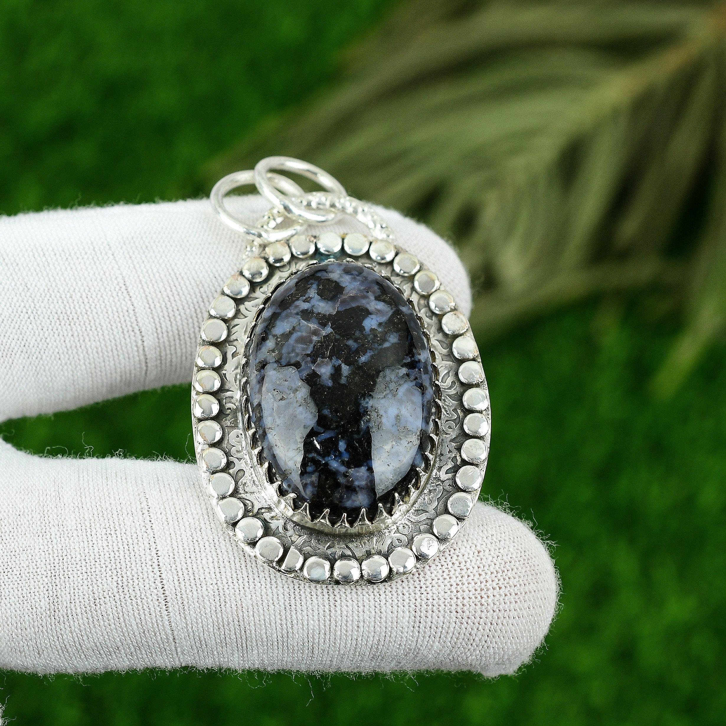 

Подарунок на День народження для Неї Натуральний Містичний Камінь Мерлініт Підвіска Срібло 925