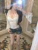 Women's Sexy Slimming Lace V-Neck Long Sleeve Top - Early Autumn Pure Desire Style