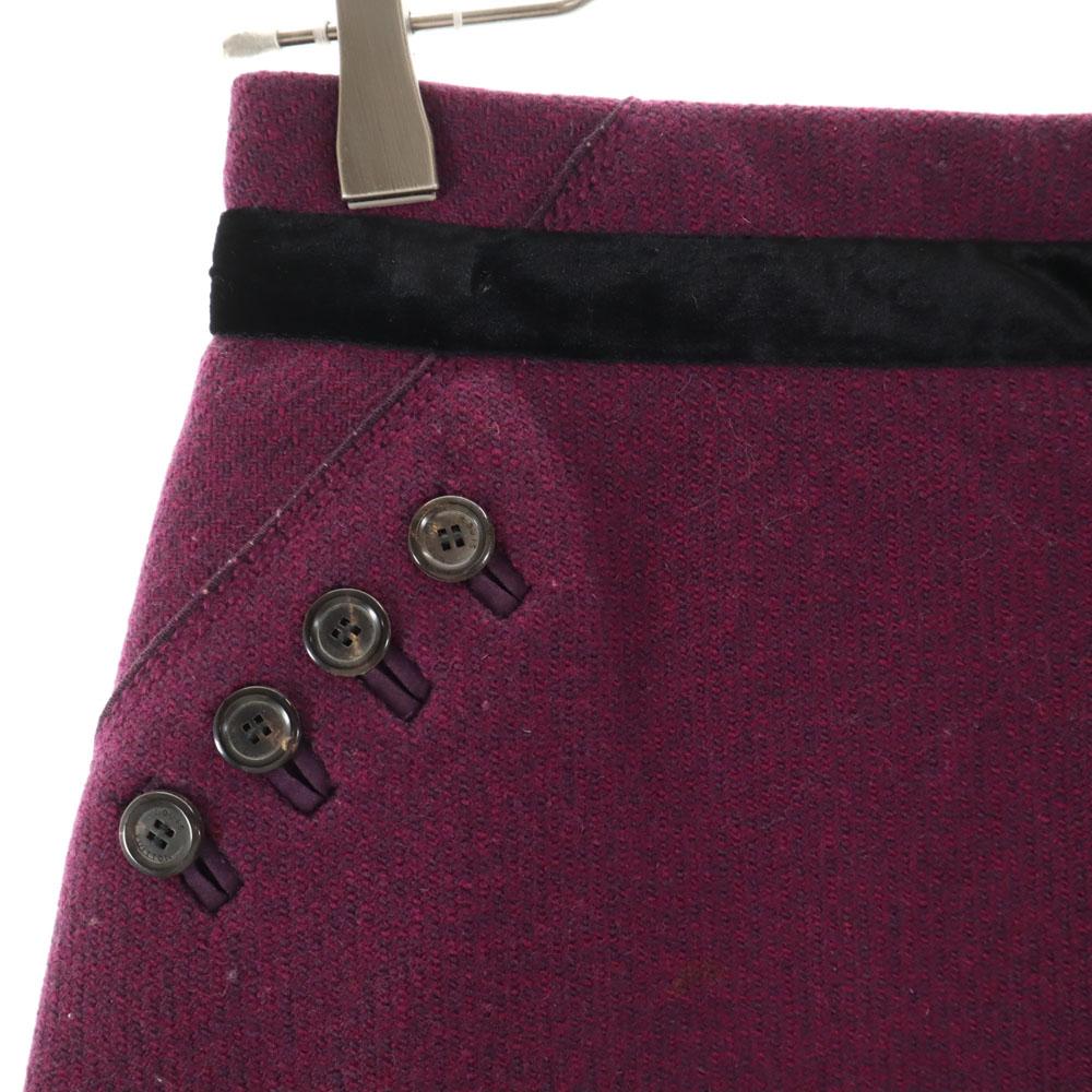 LOUIS VUITTON French wool Midi Skirt 36 Purple Back zip Women Used