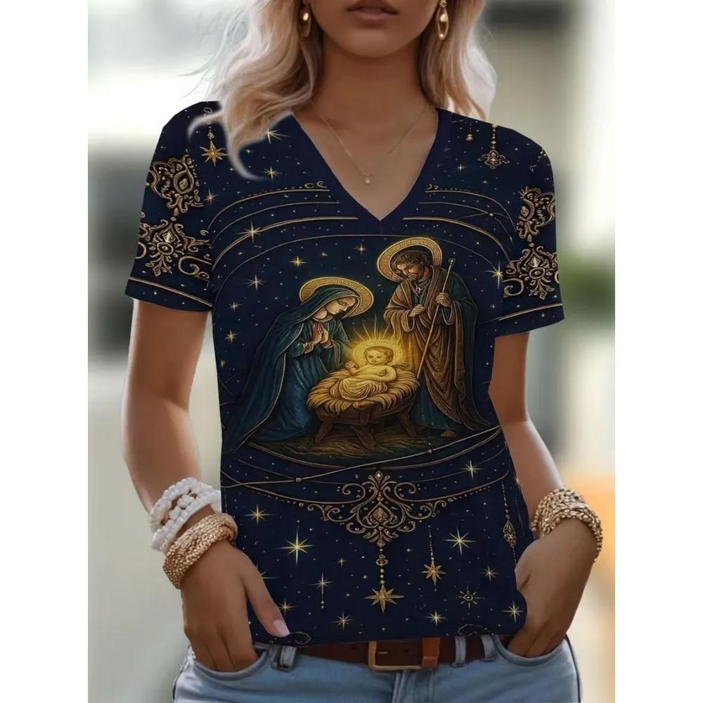 Casual Loose V-neck Top Women's Versatile Short-sleeved Fashion Breathable T-Shirts Women’s
