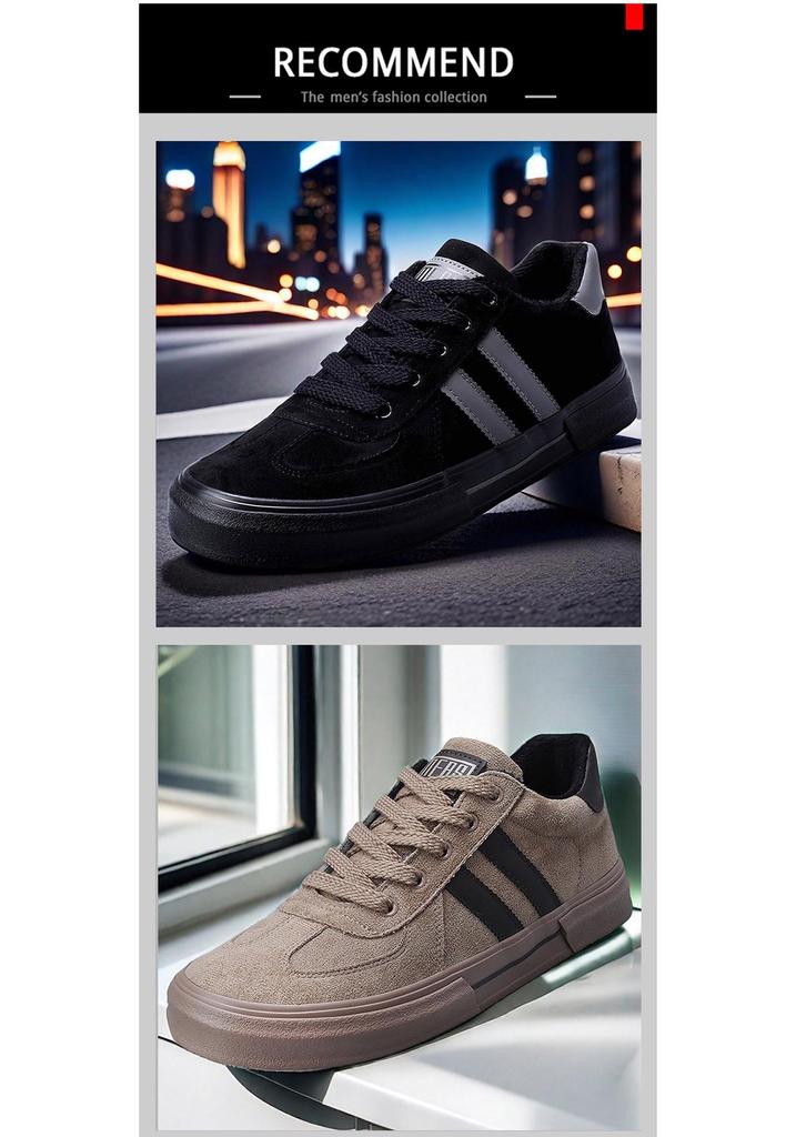 2026 Winter Men's Plush Cotton Shoes - Warm, Comfortable, Lace-up, Low Top Velvet Casuals with Flat Bottom.