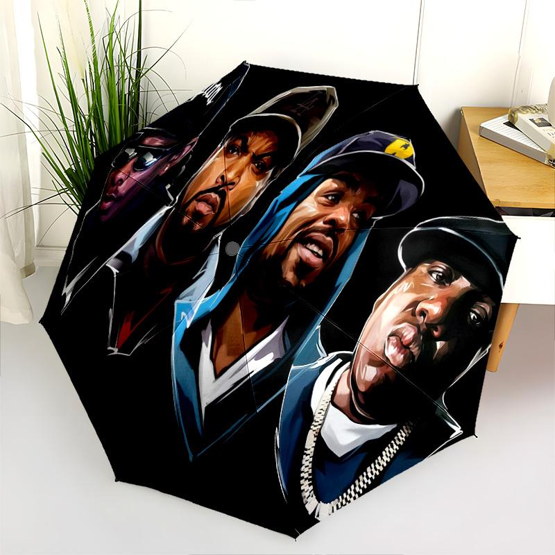 Hiphop Crew Boombox Folding Umbrella 8 Paraphenoid Bones Suitable For All Seasons Travel Umbrella Three Folds Outdoor
