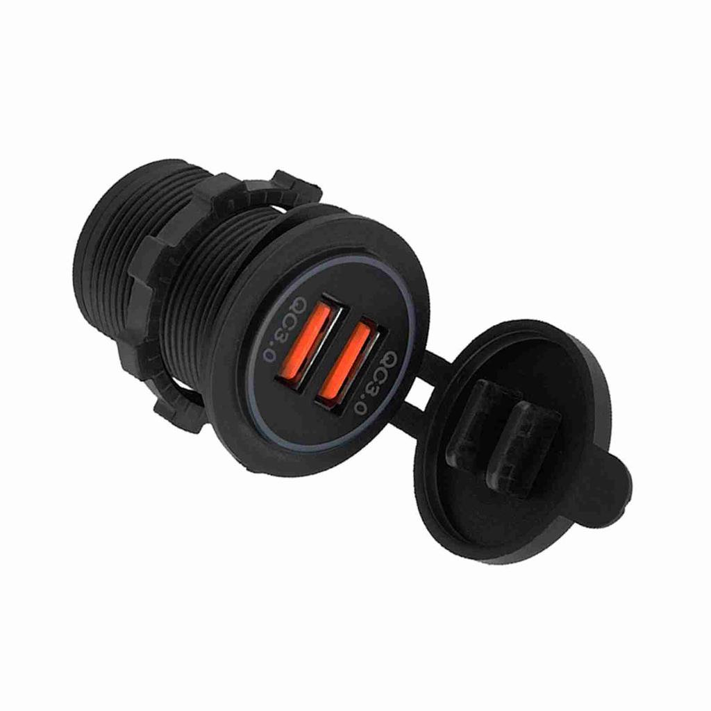 Dual QC3.0 Quick Charge Dual USB Charger Socket Power For 12 24V Car Motorcycle Boat