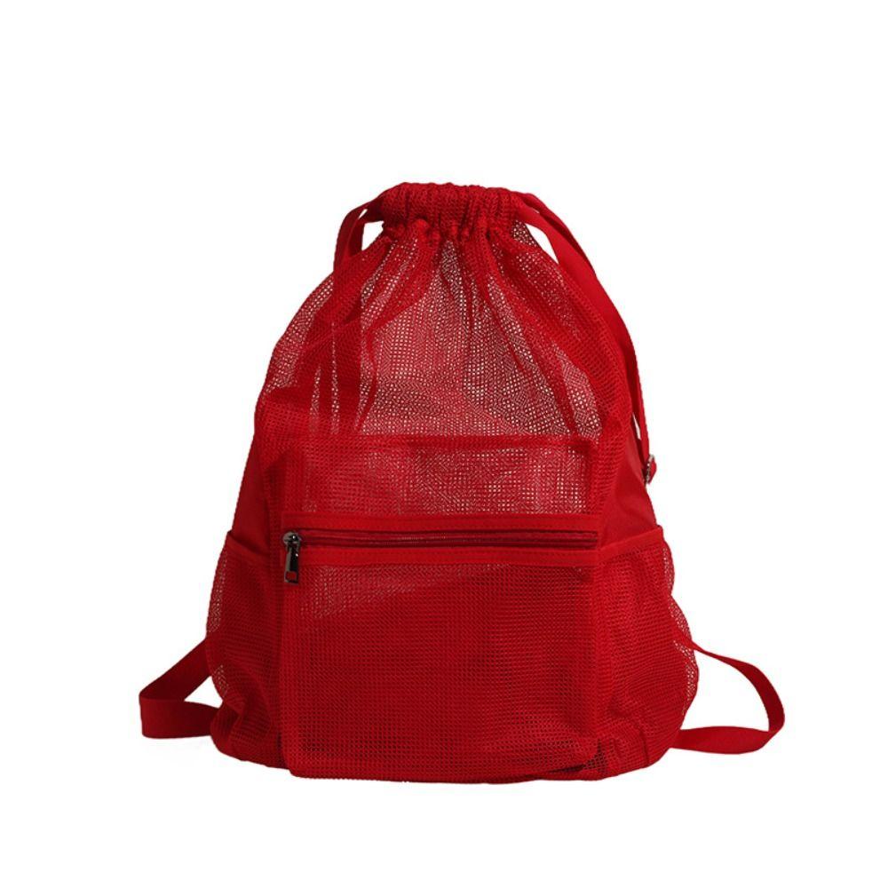 

Korean Style Drawstring Backpack Portable Mesh Beach Bag Sweet Nylon Backpack Outdoor сірий