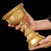 Tibetan Brass Candle Lamp Handicraft Embossed Inlaid Gem Tantric Candlestick Buddhist Wedding Altars Indoor Desktop Decoration