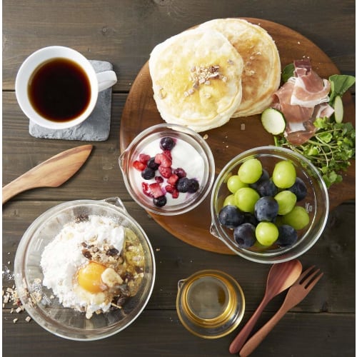 HARIO KB-2518 Katakuchi Bowls, Heat-Resistant Glass, Set of 4, Multi-Bowl, Clear, Made in Japan