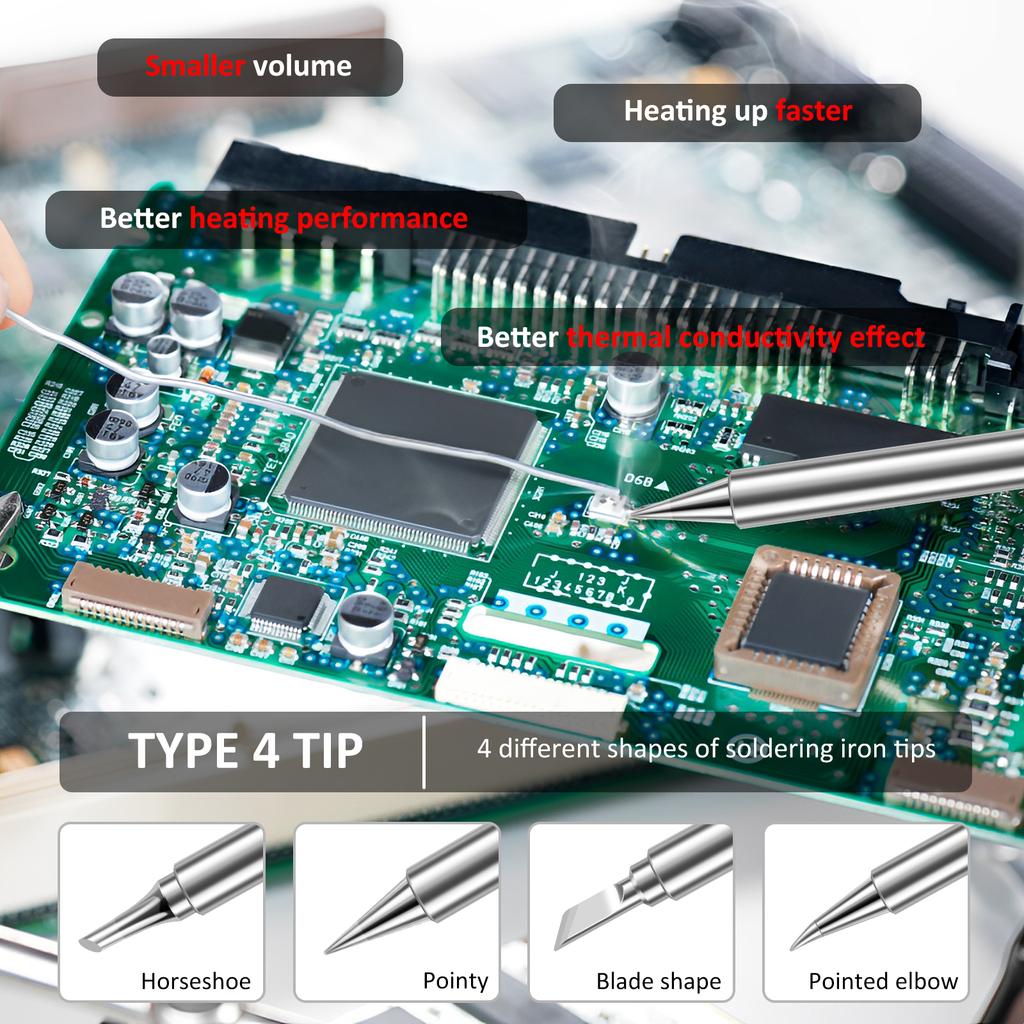 Mini Pencil Soldering Iron Tips Replacement for Pinecil Micro Soldering Iron, PTS200/TS100 Portable Solder Pen Tool Soldering Ac