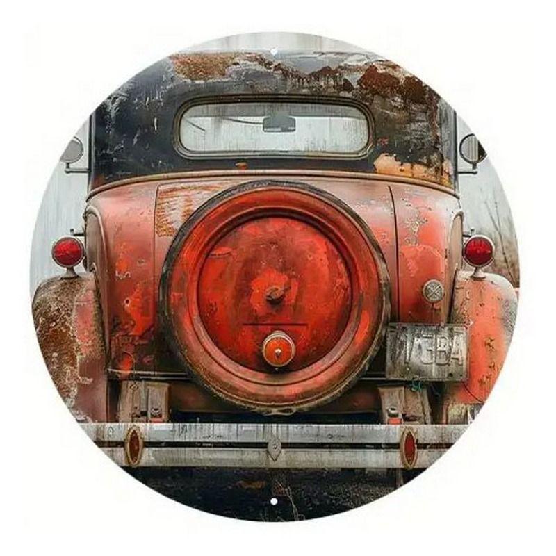 2D Retro Car Tin Painting for Bars Cafes Interior Wall Decor
