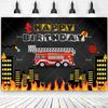 Sfondo a Tema Pompieri e Camion dei Pompieri Cartoni Animati Decorazioni Compleanno Ragazzo Fiamme Rosse Articoli per Feste Sfondo Fotografico