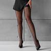 Women Retro Striped Jacquard Fishnet Black Pantyhose Sexy Elastic Hollow Out Nylon Tights Vintage Style